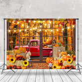Lofaris Pickup Truck Full Of Pumpkins Outside The Window Backdrop